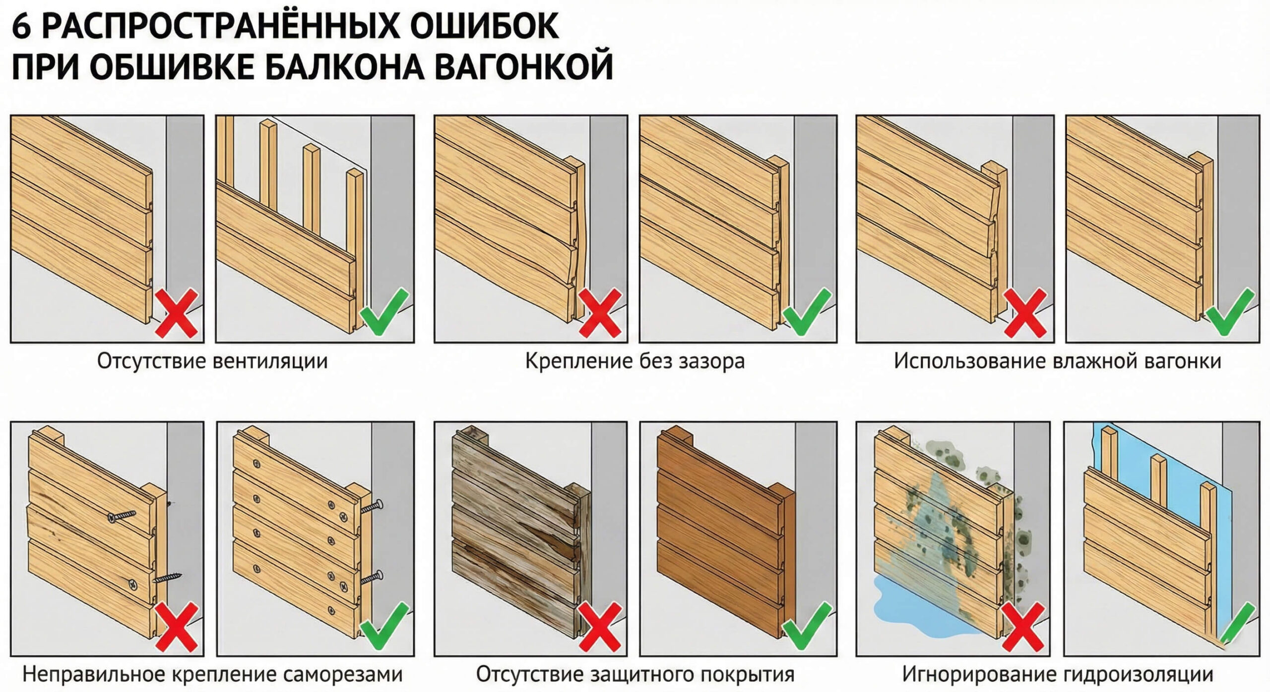 Ошибки при монтаже вагонки