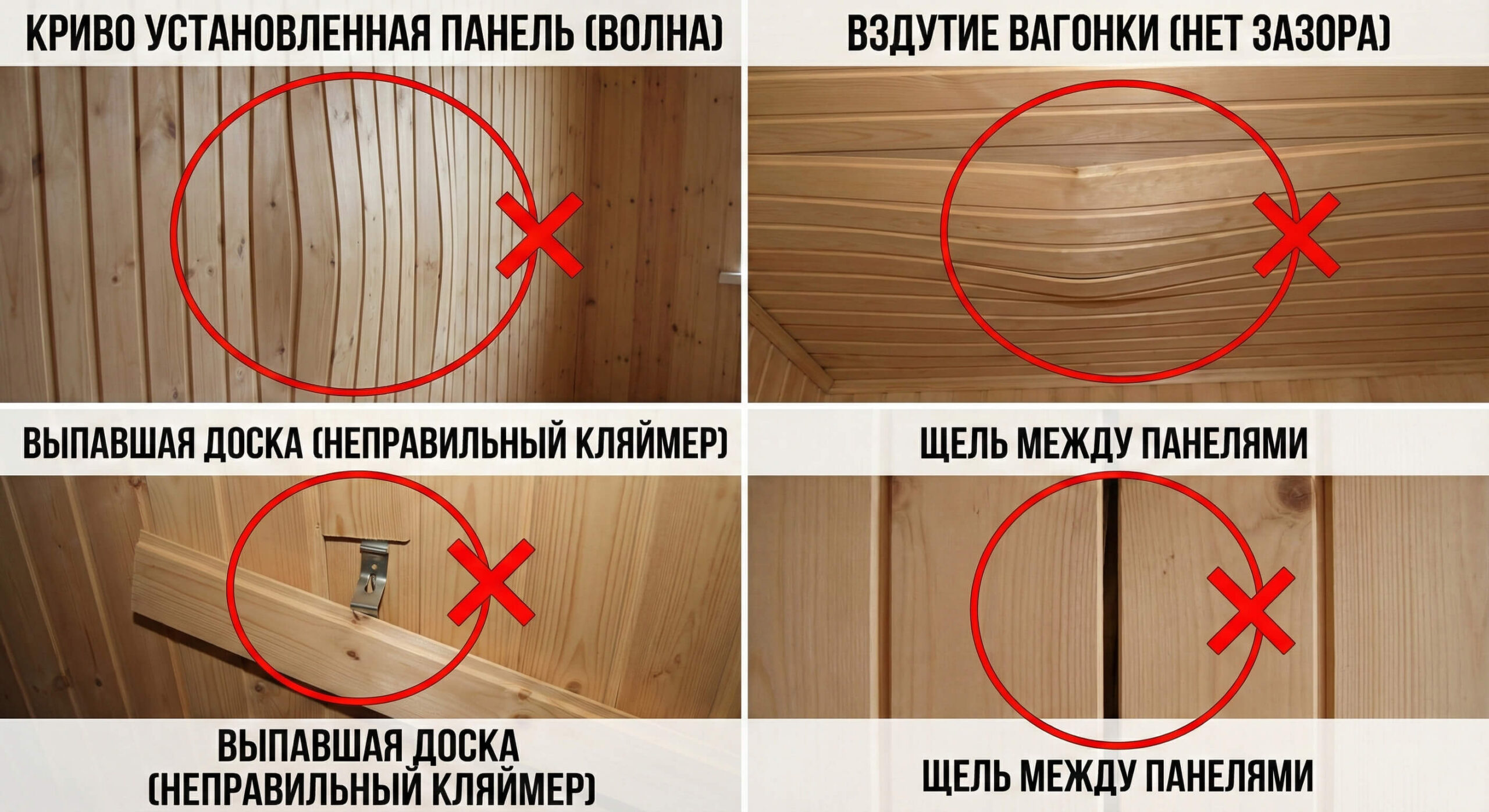 Ошибки монтажа вагонки на кляймеры
