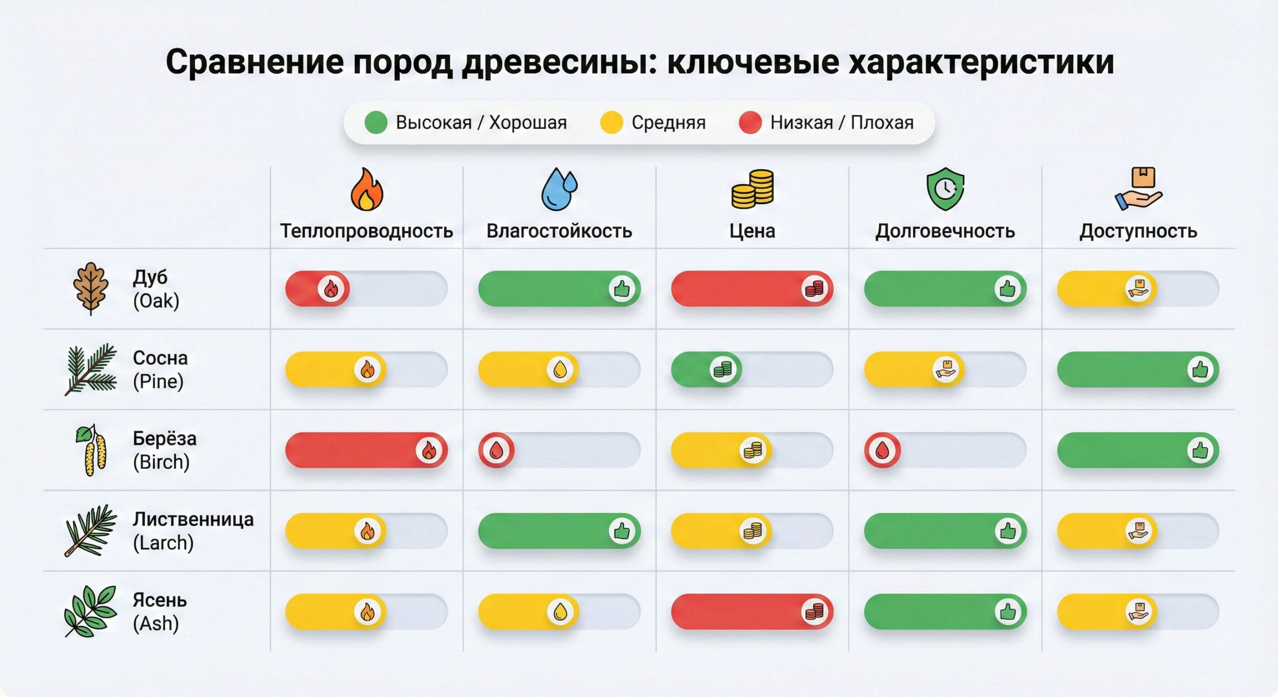 Сравнение пород древесины для вагонки